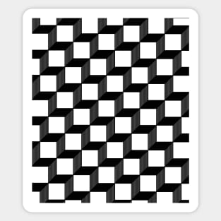 Black and White, Cube, Geometric Sticker